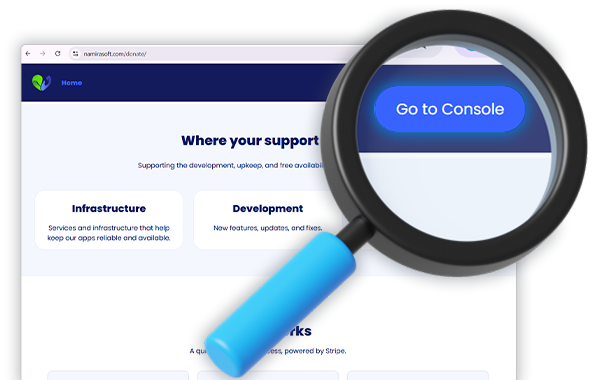 Open the Namirasoft Donate console