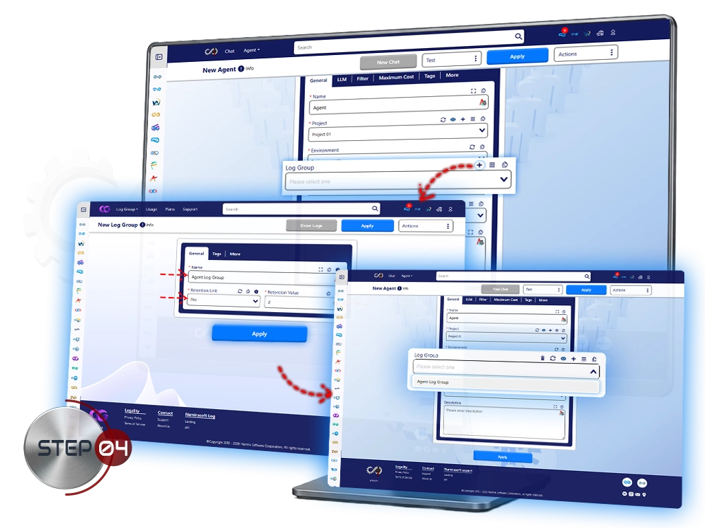 Step 4: Create and Select Log Group
