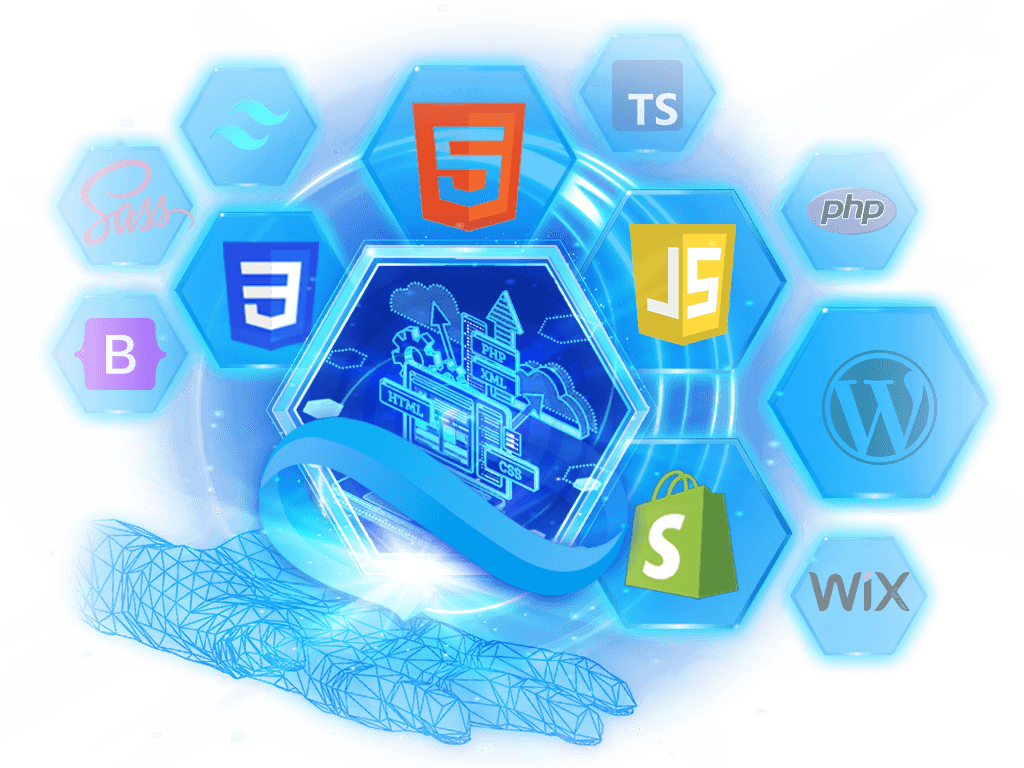 Technologies We Use in Front-end Development at Namira Software Corporation, including React, WordPress, and Shopify